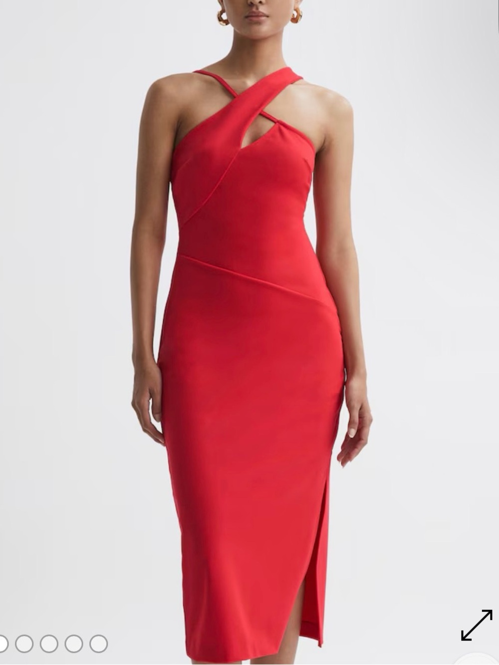 NWT Reiss Halle Bodycon Midi Cutout Dress in Red Size 0